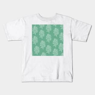 coral aloha wear print pattern hawaii light green mint and white Kids T-Shirt